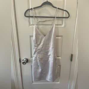White silk mini dress